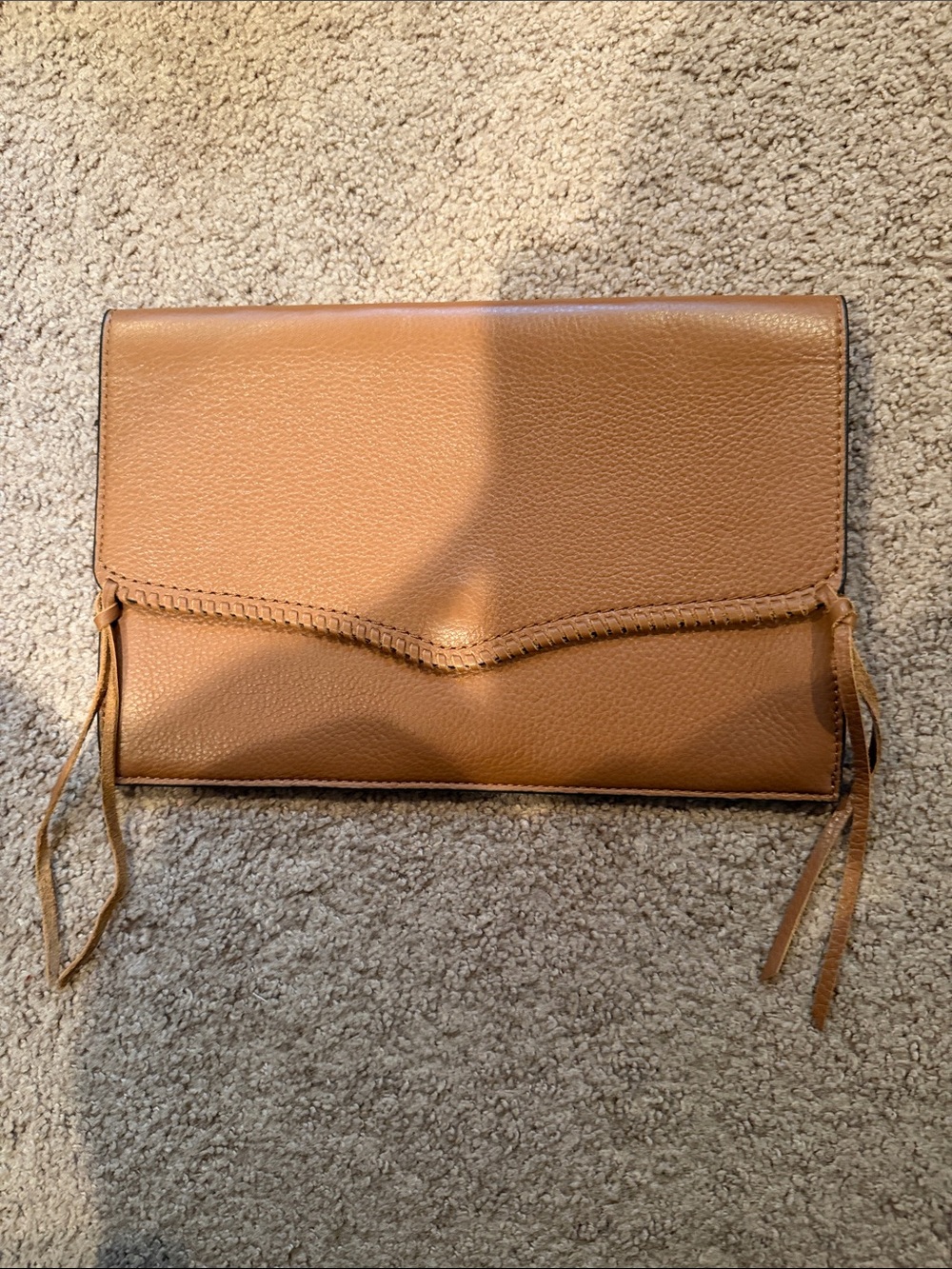 Rebecca Minkoff Tan Leather Foldover Wristlet Clutch